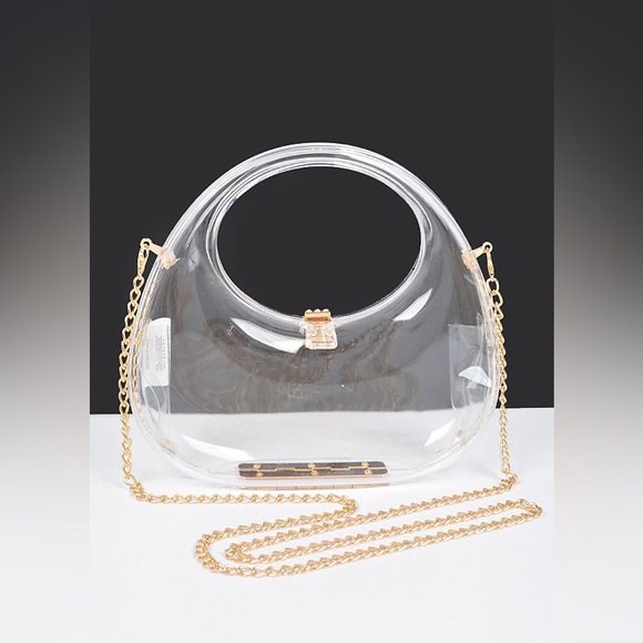 Clear Acrylic Top Handle Box Clutch - Picture 1 of 8